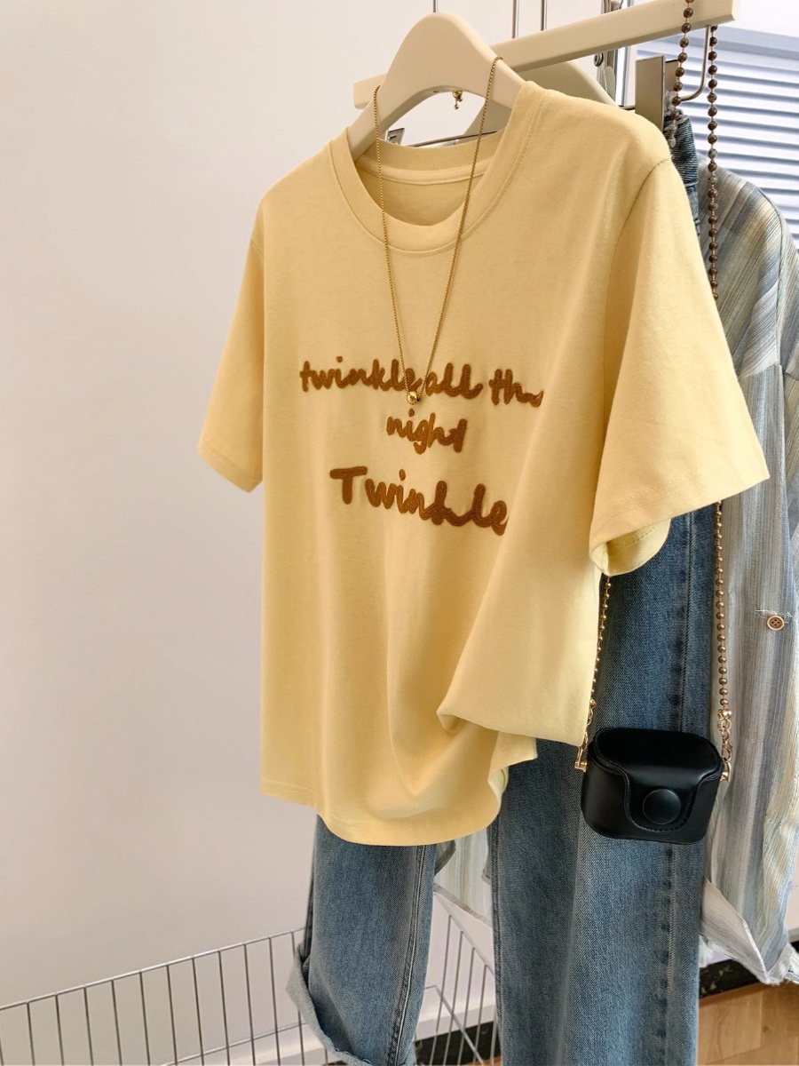 Embroidery Unique Design - T-shirt en molleton à manches courtes