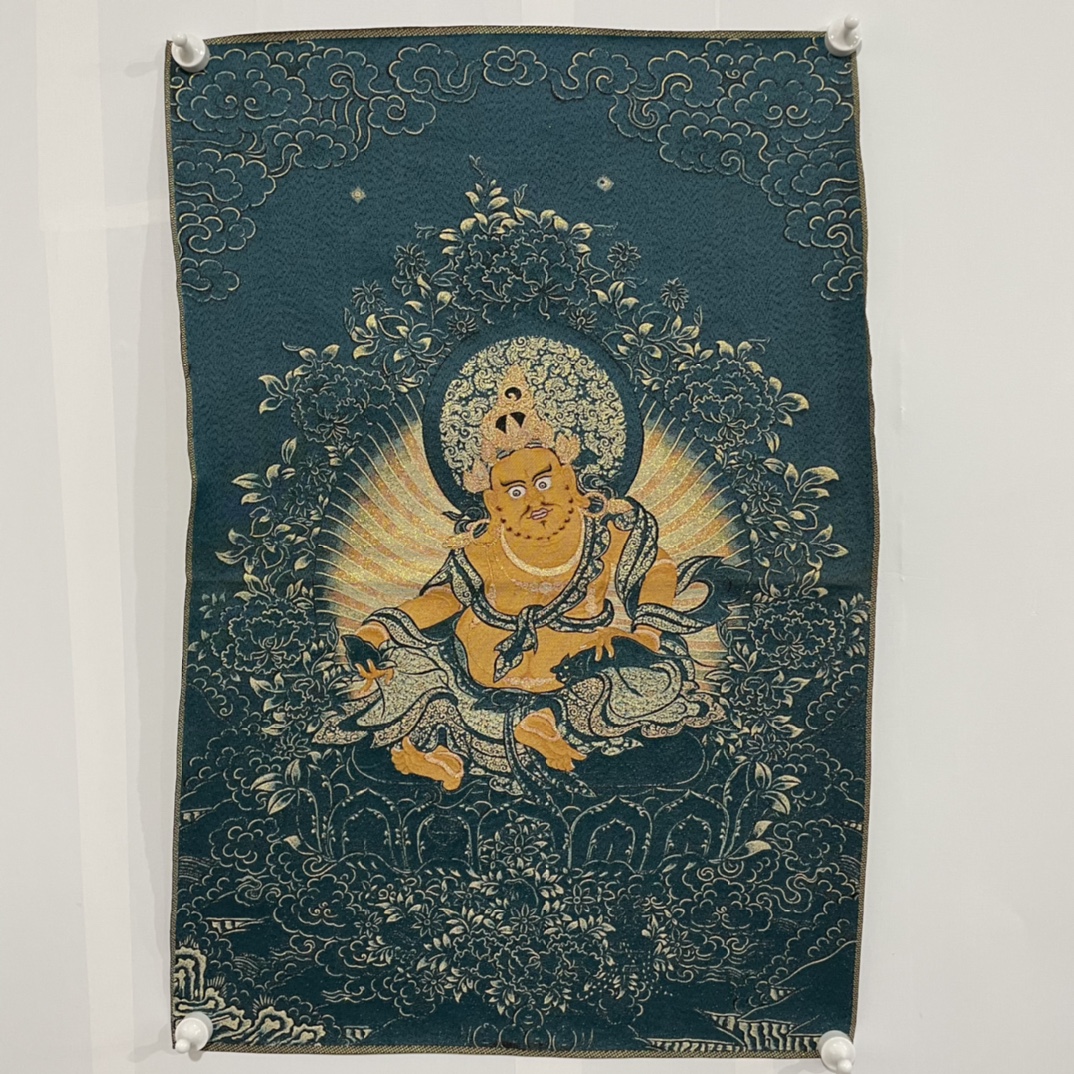Embroidery Yellow - Thangka brodé du Bouddhisme tibétain, brocart