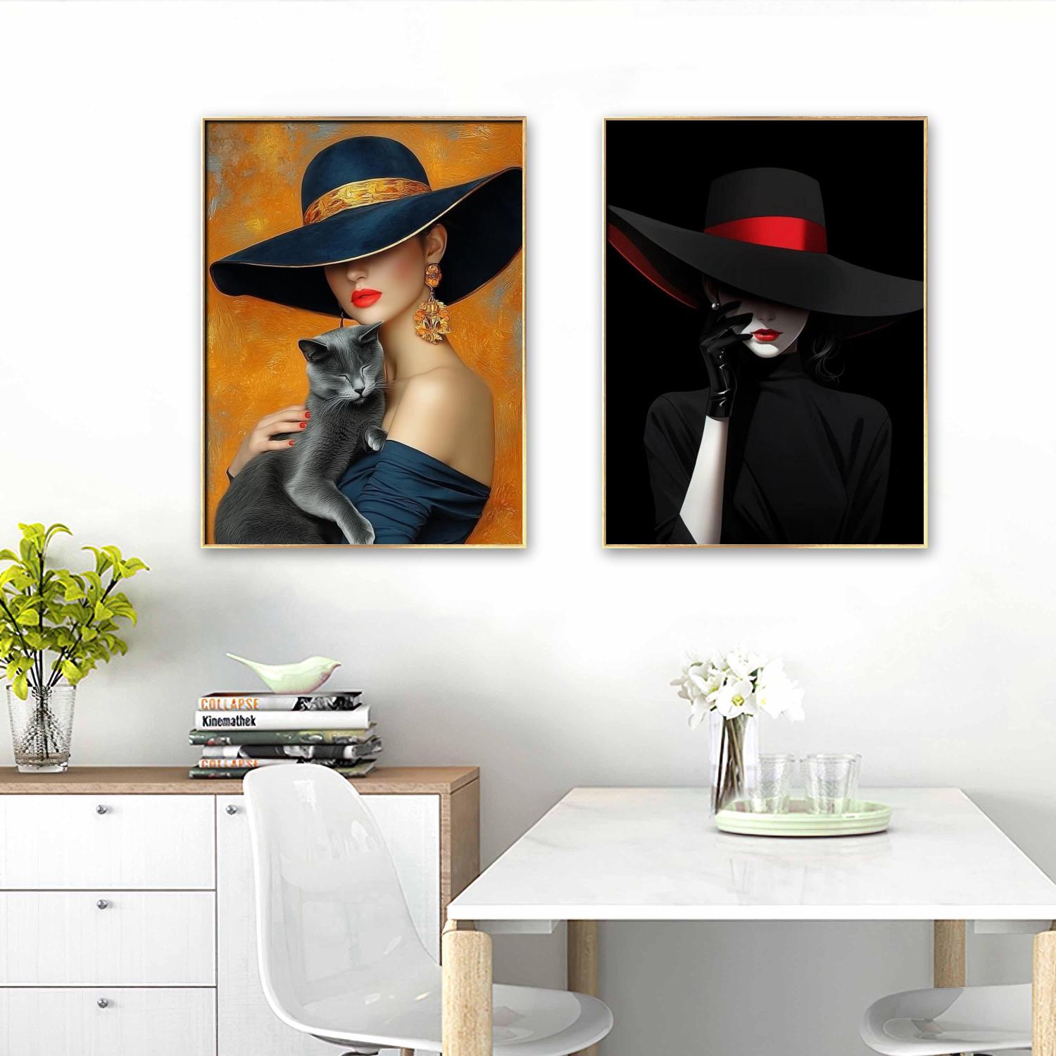 Embroidery Lips - Peinture diamant thème chapeau noir et