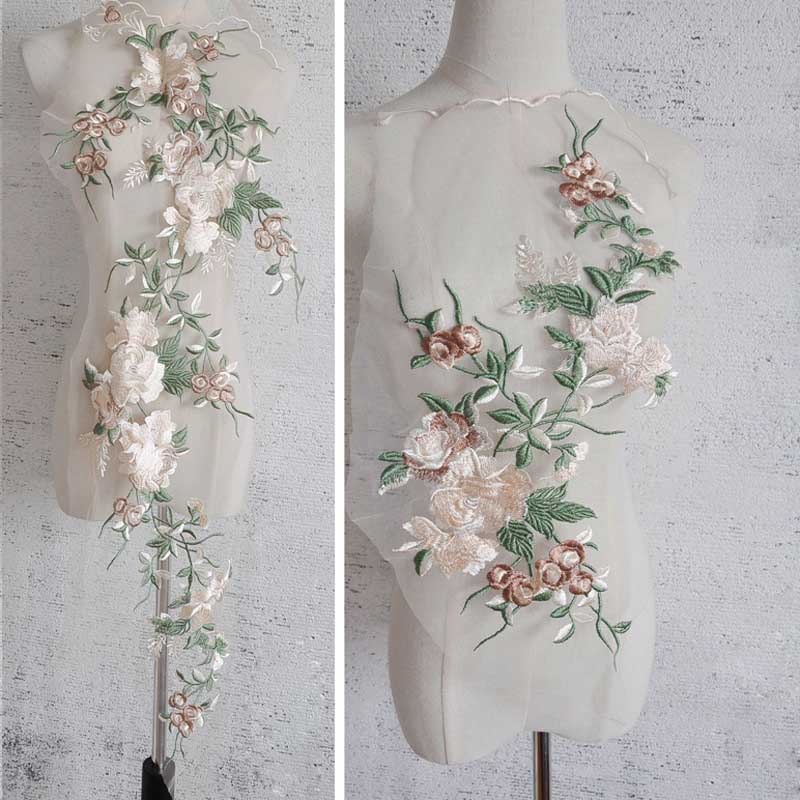 Embroidery Roses - Patch brodé de fleurs roses, pour