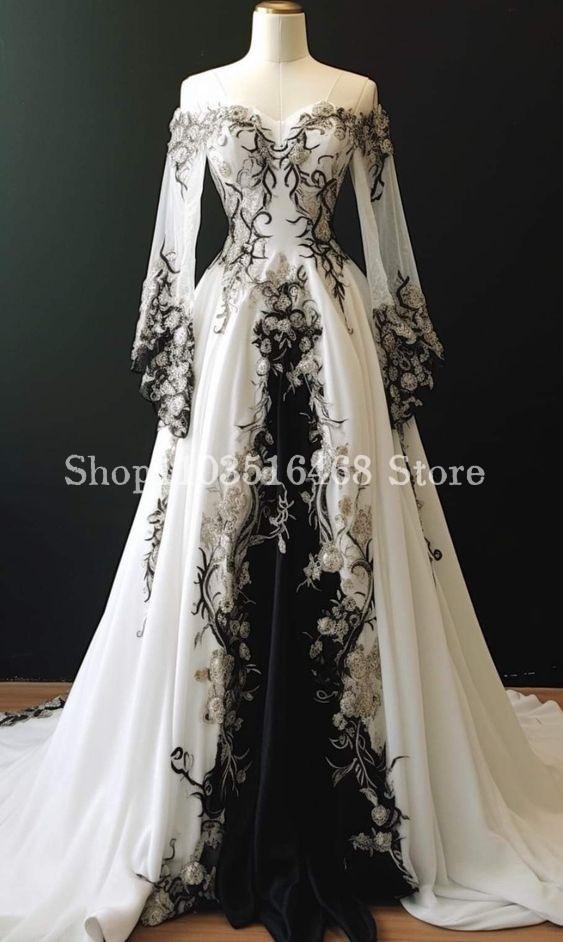 Embroidery Flower Pattern - Nette-Robe de Mariée Brodée de Fleurs,