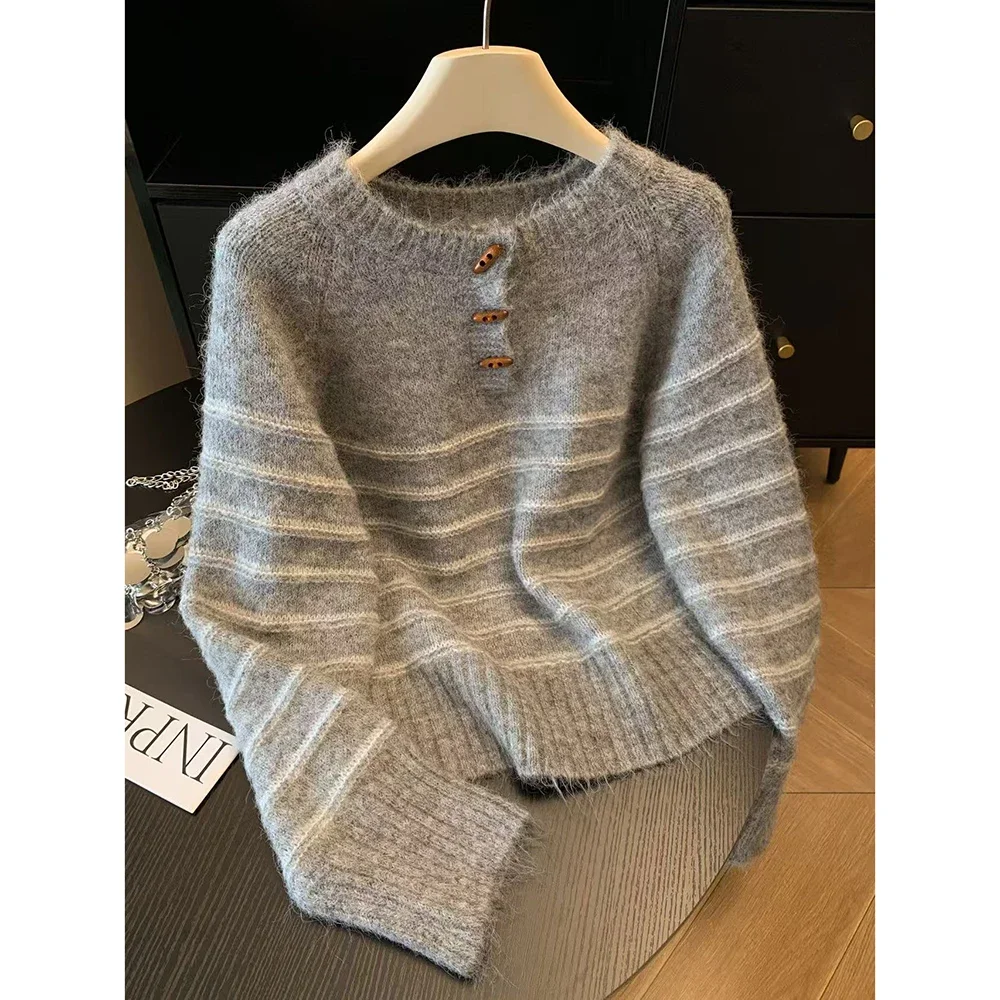 Embroidery Origin - Pull en cachemire et laine rayé