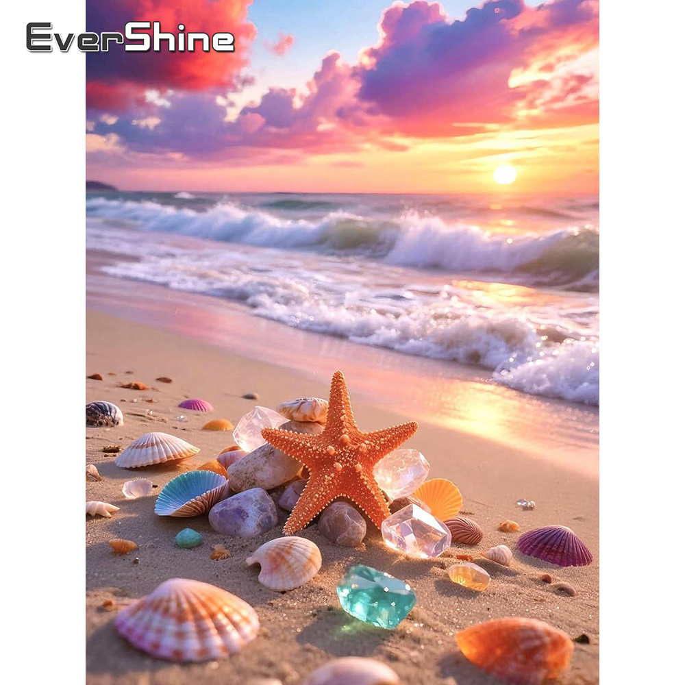 Embroidery Unique Design - Kit de Broderie Evershine Paysage Marin