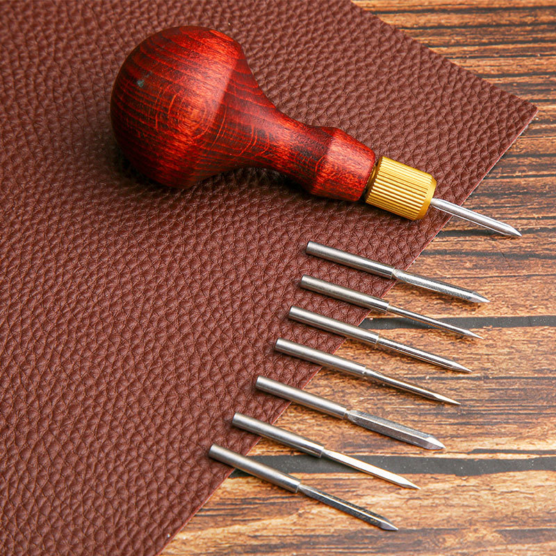 Punch Needle Handle - Jolie çon en cuir avec manche