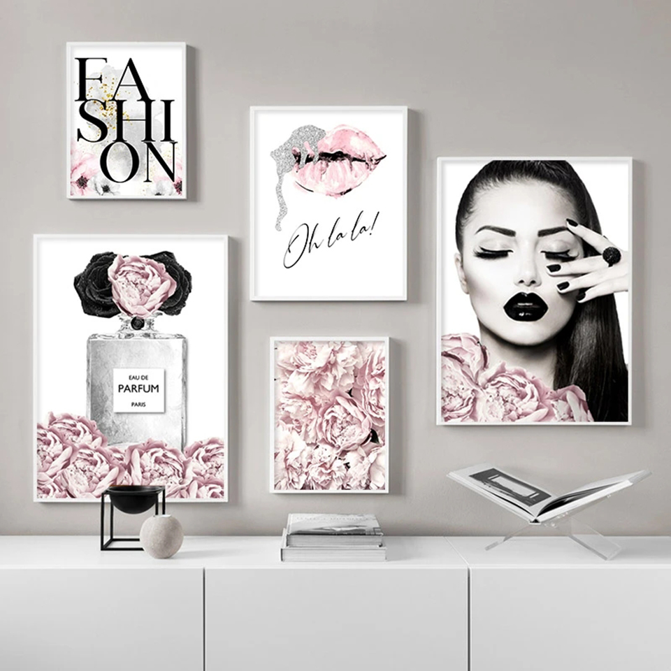 Embroidery Lips - Peinture diamant thème fleur rose, parfum,