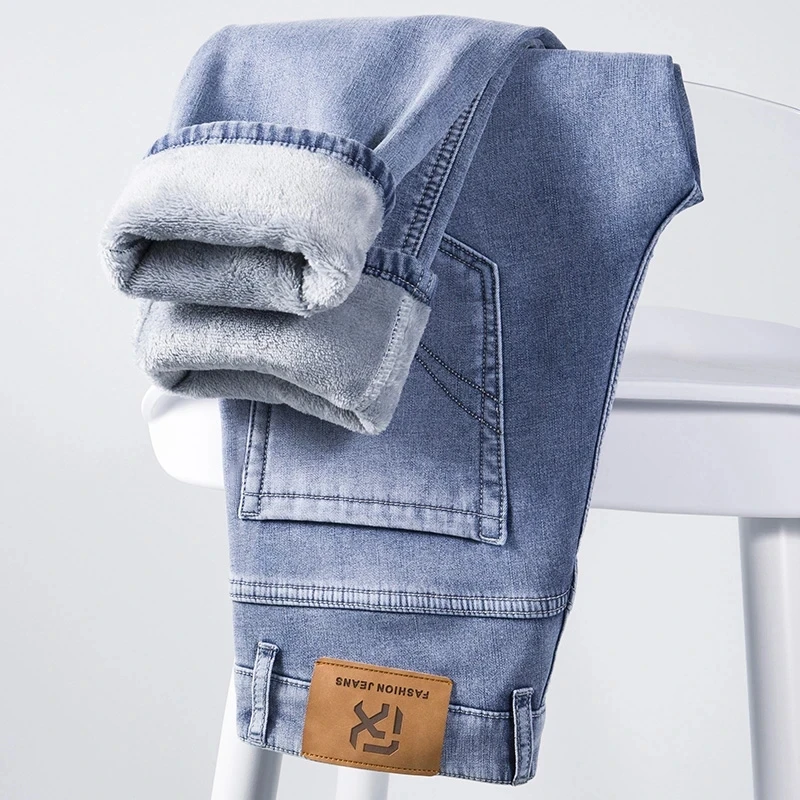 Embroidery On Jeans - Hiver polaire épaissi chaud jean Vintage