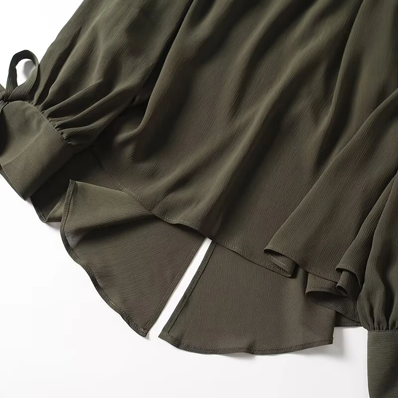 Embroidery Origin - Chemisier ample vert foncé à manches