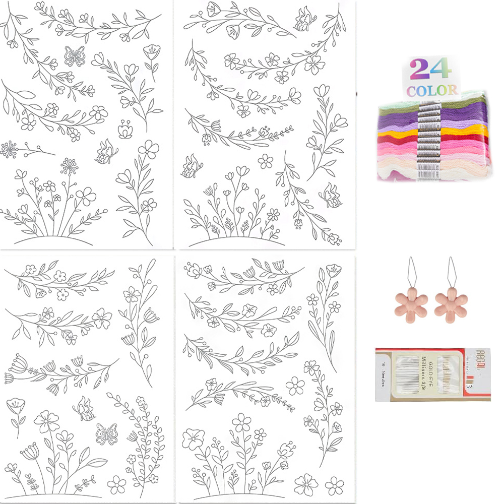 Embroidery Flower Pattern - Papier stabilisateur soluble dans l'eau pour
