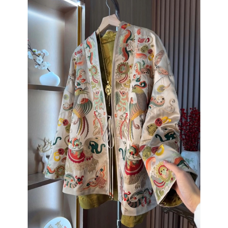 Embroidery Origin - Nouvelle veste kimono de style chinois