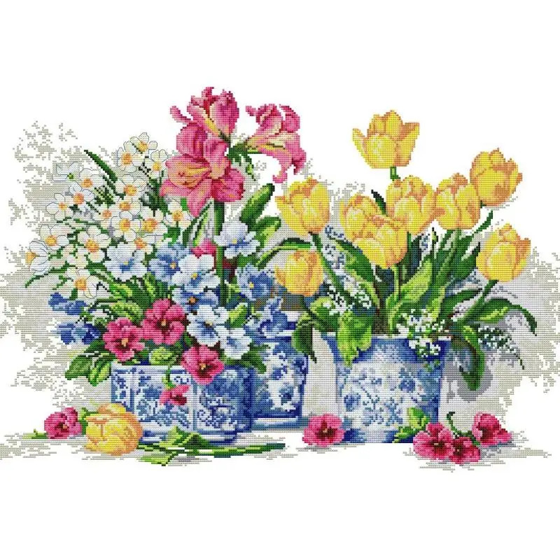 Embroidery Job - Kit de broderie de fleurs en
