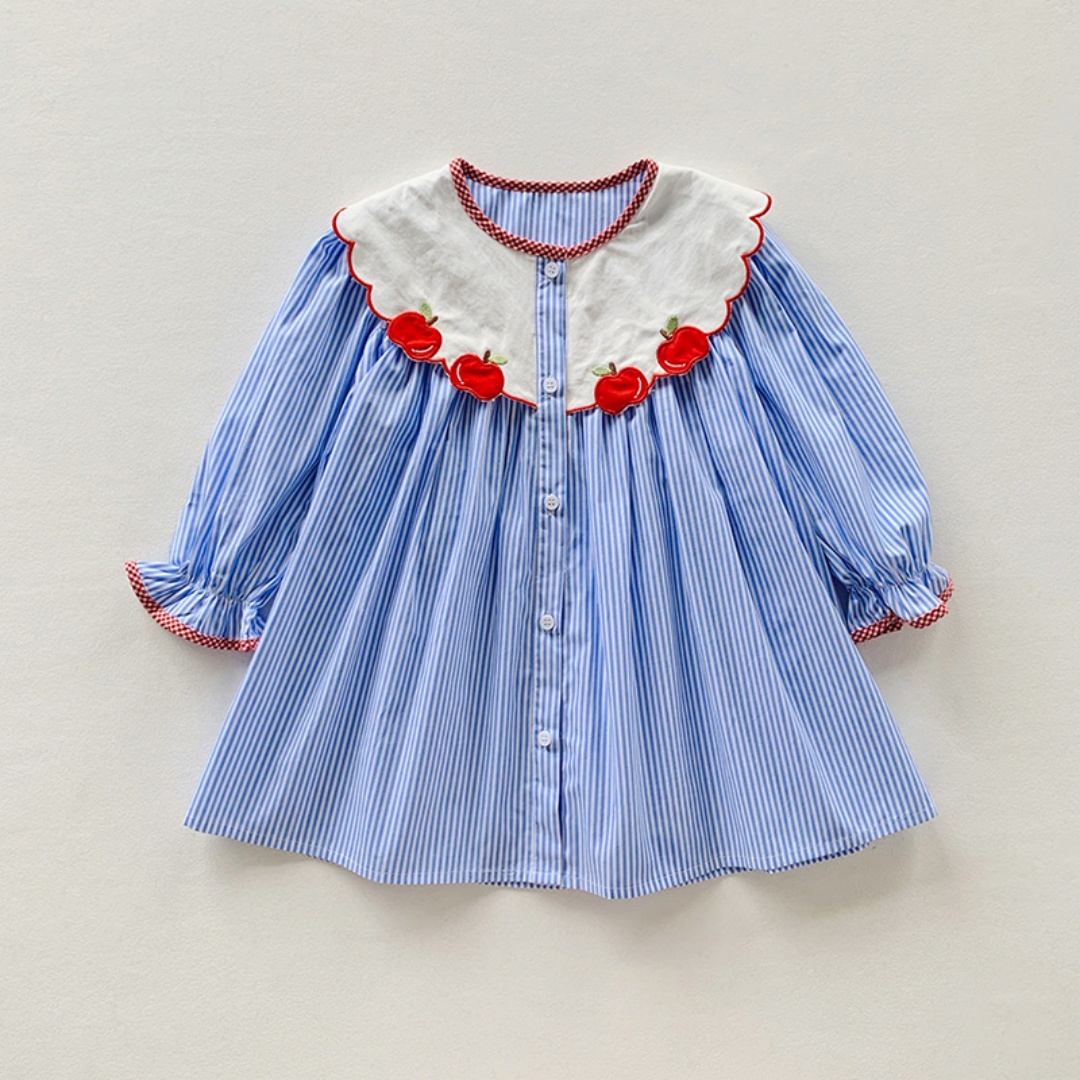Embroidery Unique Design - Robe pour filles brodée pommes coréennes