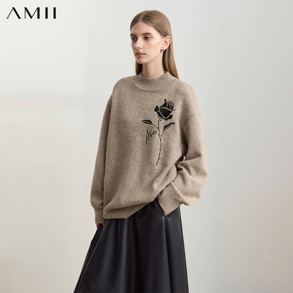 Embroidery Roses - Pulls Amii pour l'automne-hiver, vêtements pour