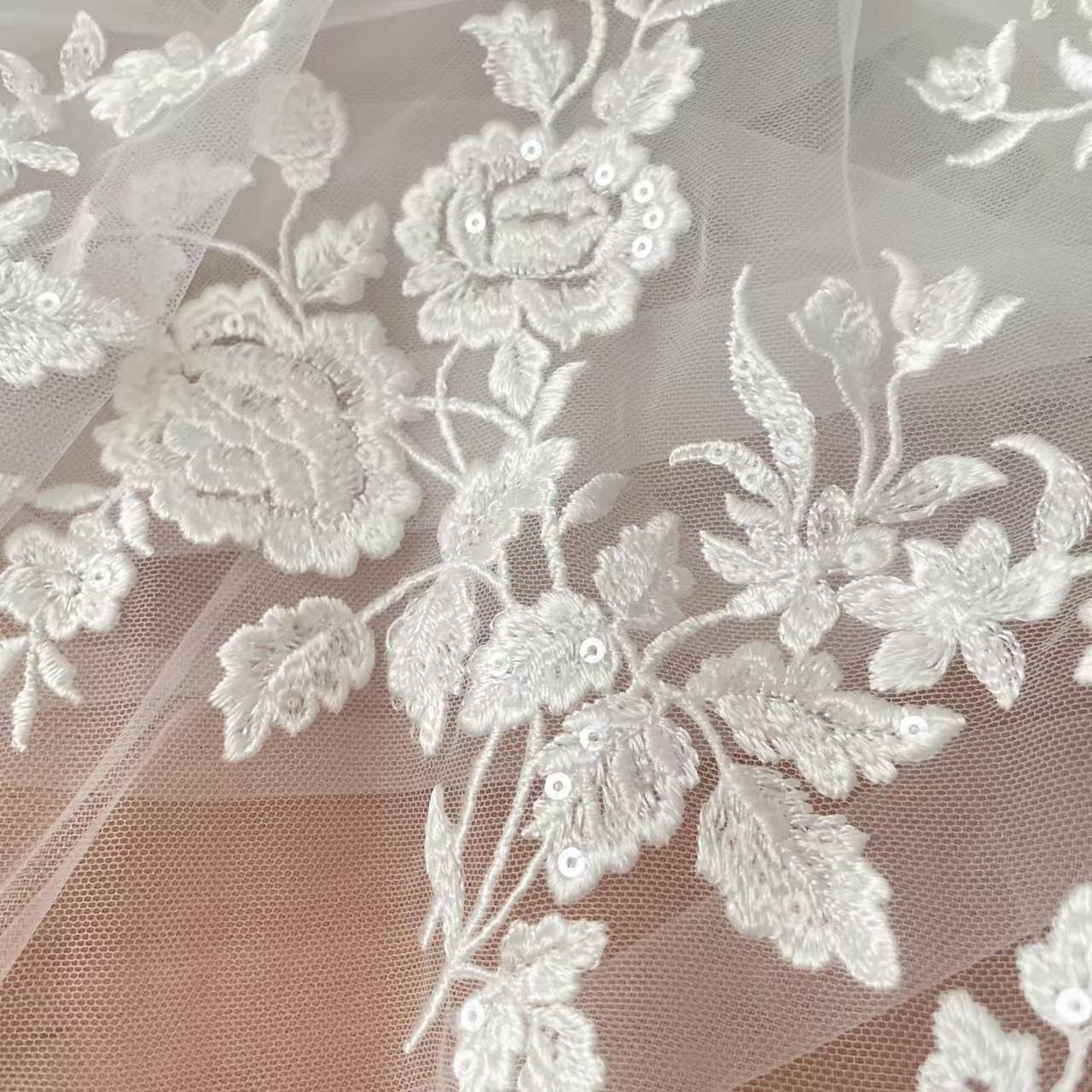 Embroidery Flower Pattern - Tissu en dentelle brodée française, belle
