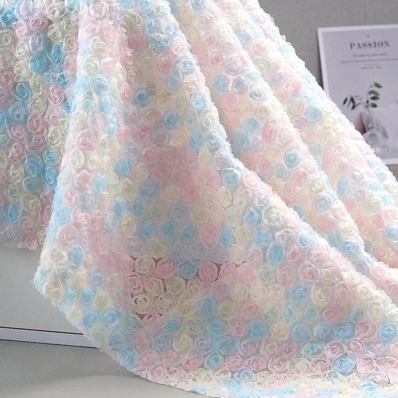 Embroidery Roses - Ruban brodé floral 3D coloré en