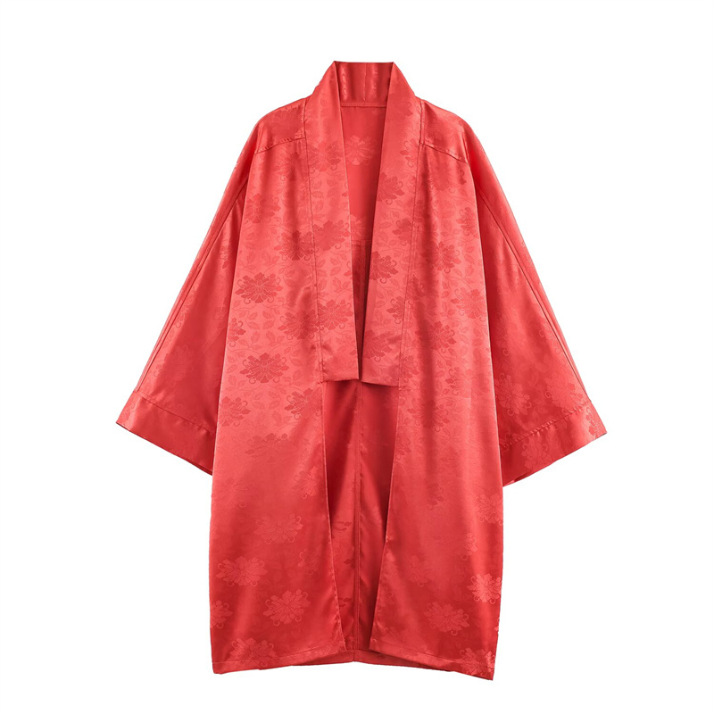 Kimono en satin jacquard flora - Embroidery Origin avis et prix