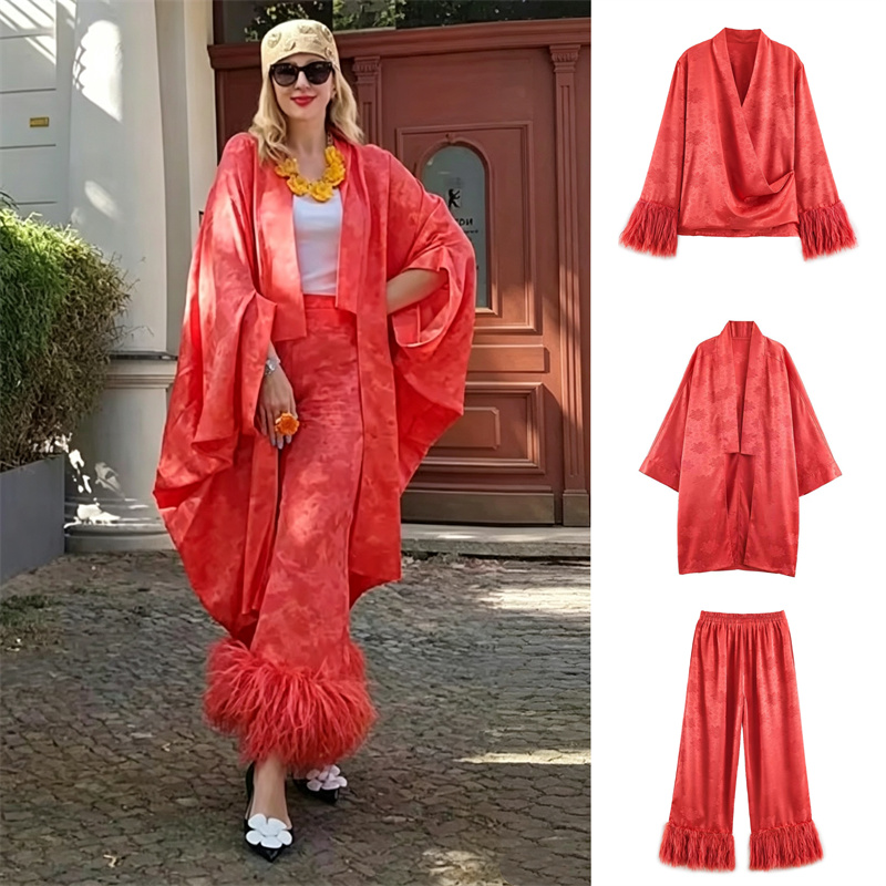 Kimono en satin jacquard flora - Embroidery Origin avis et prix