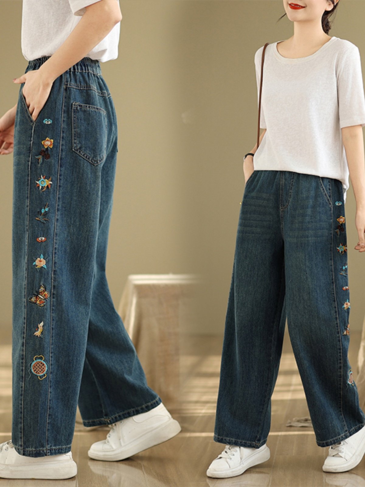 Pantalon en jean pour femme av - Embroidery Unique Design avis et prix