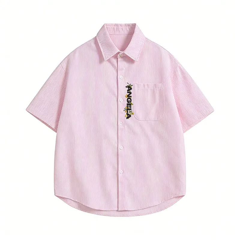 Chemise à manches courtes rayé - Embroidery Men Shirt avis et prix