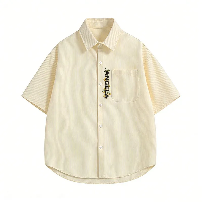 Chemise à manches courtes rayé - Embroidery Men Shirt avis et prix