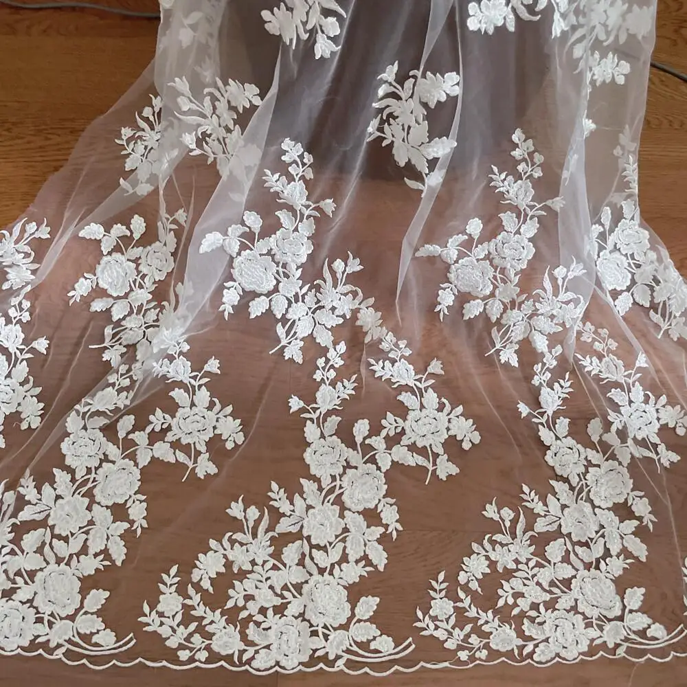 Tissu en dentelle brodée franç - Embroidery Flower Pattern avis et prix