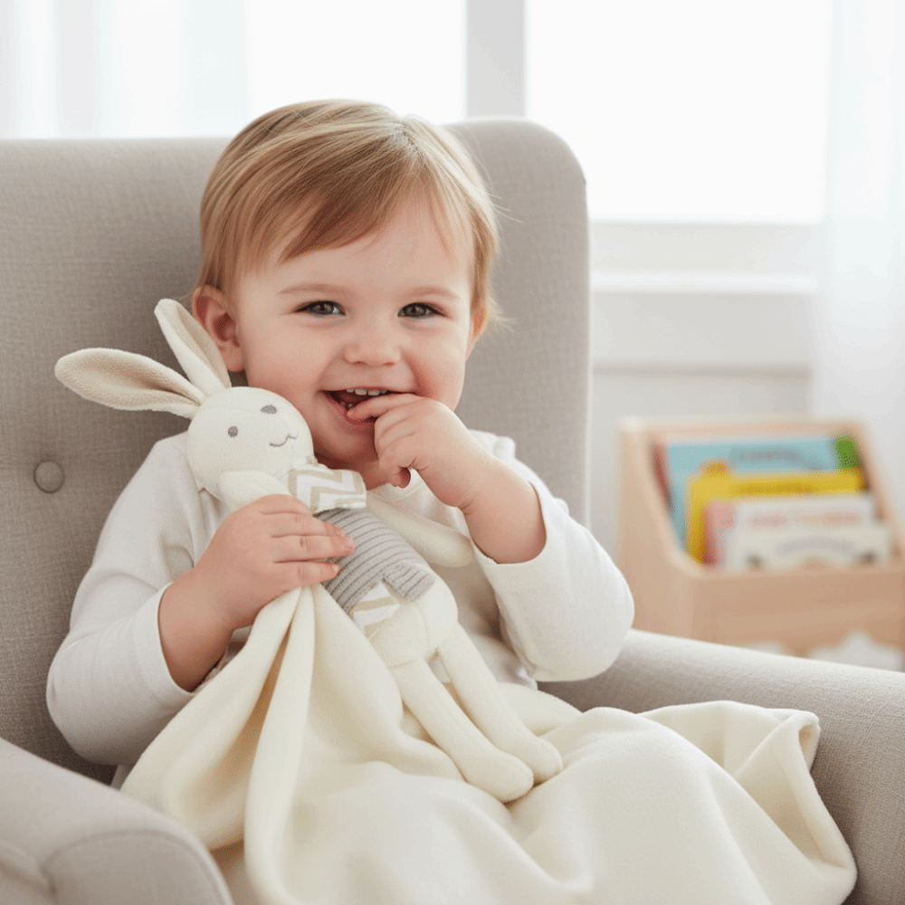 Doudou carré pour bébé lapin,  - Embroidery Towel avis et prix