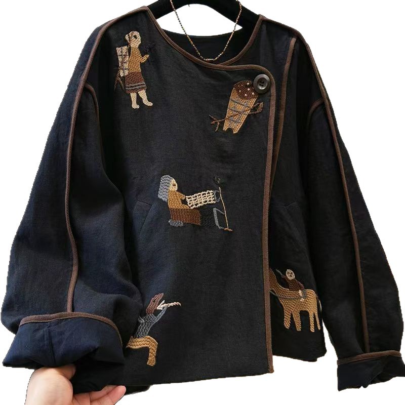 Veste courte à col rond avec b - Embroidery Origin avis et prix